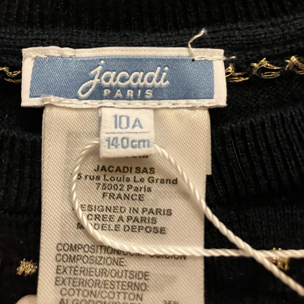 Jacadi  Paris Sweater NWT Navy W/ Gold Polka Dots Size 140 CM - Picture 5 of 8